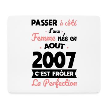 18th birthday - born in August 2007 - Mouse Pad (horizontal) - white - Front