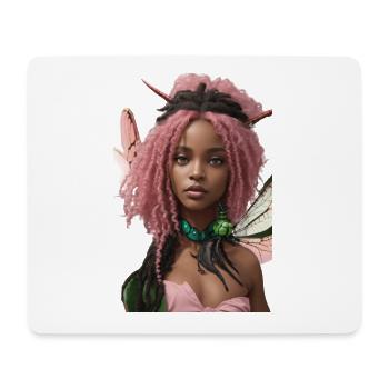Bezaubernde schwarze Schönheit, mit lockigem Haar, natur - Mousepad (Querformat) - Weiß - Vorne