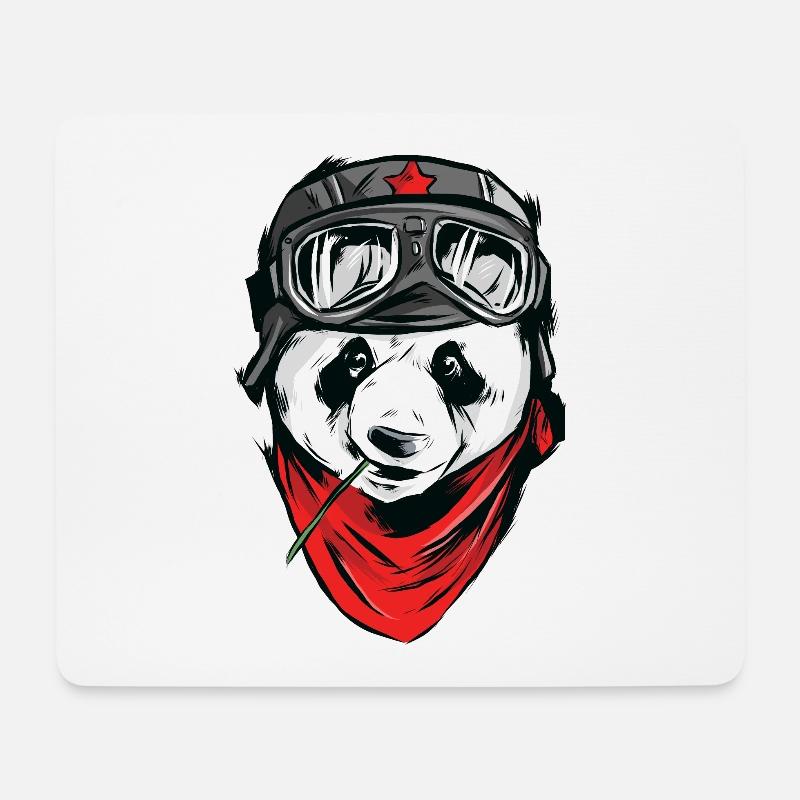 Panda Pilot - Mousepad (Querformat) - Weiß