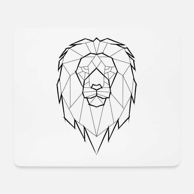 Lion Geometric Geometry - Black - Mouse Pad (horizontal) - white
