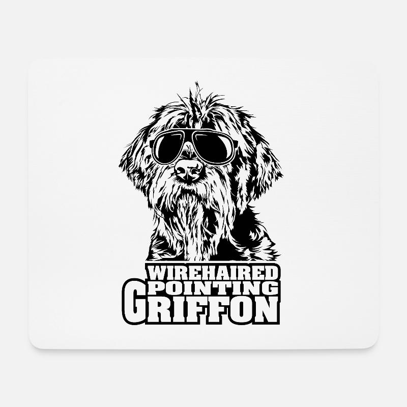 WIREHAIRED POINTING GRIFFON cool Sonnenbrille Hund - Mousepad (Querformat) - Weiß