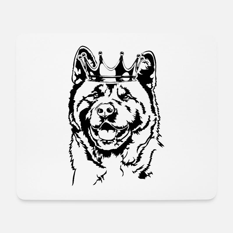 American Akita Krone Hunde Hund Wilsigns - Mousepad (Querformat) - Weiß