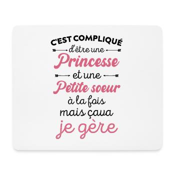 Petite Sœur Et Princesse Cadeau Drôle Pour Sœur - Tapis de souris (format paysage) - blanc - Devant