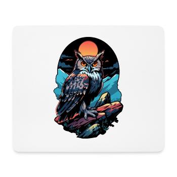 Große Eule Uhu bei Mondlicht - Mousepad (Querformat) - Weiß - Vorne
