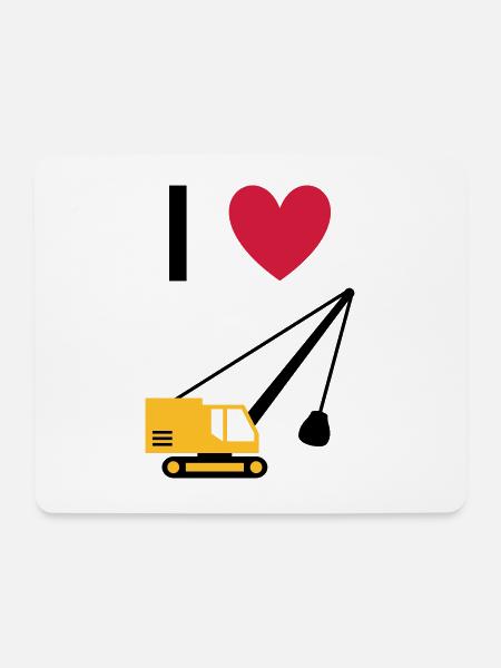 ★ Designfarben änderbar ★ Ich liebe Seilbagger - Mousepad (Querformat) - Weiß