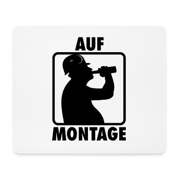 AUF MONTAGE, BAUARBEITER BAUHELM UND BIER - Mousepad (Querformat) - Weiß - Vorne
