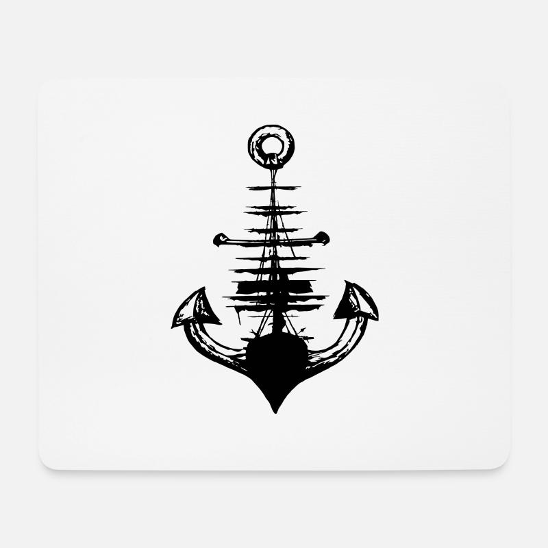 Anker, Anchor, Weltenbummler Bstyled Freizeitmode - Mousepad (Querformat) - Weiß