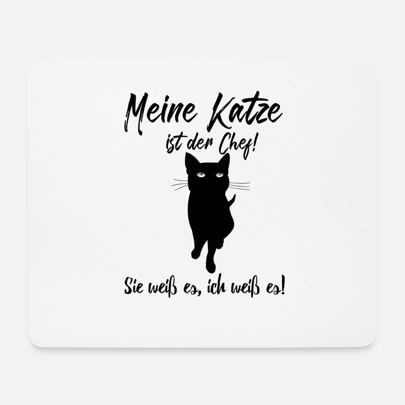 Katze ist der Boss - Mousepad (Querformat) - Weiß