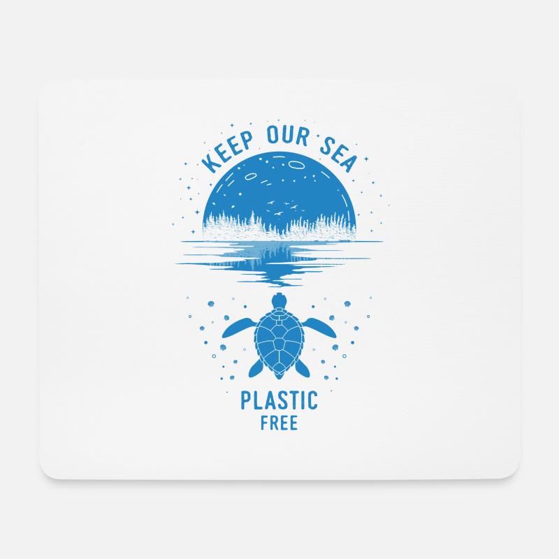 Halten Sie unsere Seeplastik frei - Mousepad (Querformat) - Weiß
