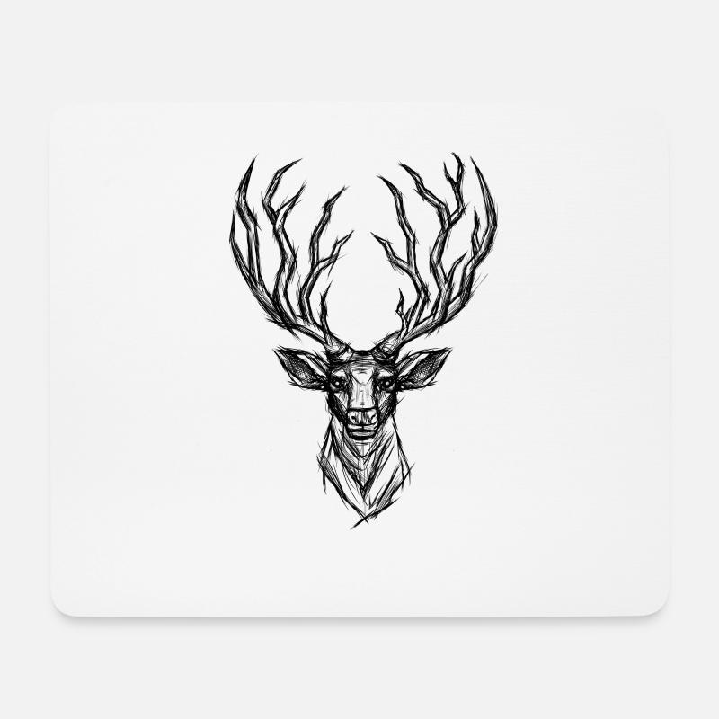 Hirsch - Mousepad (Querformat) - Weiß