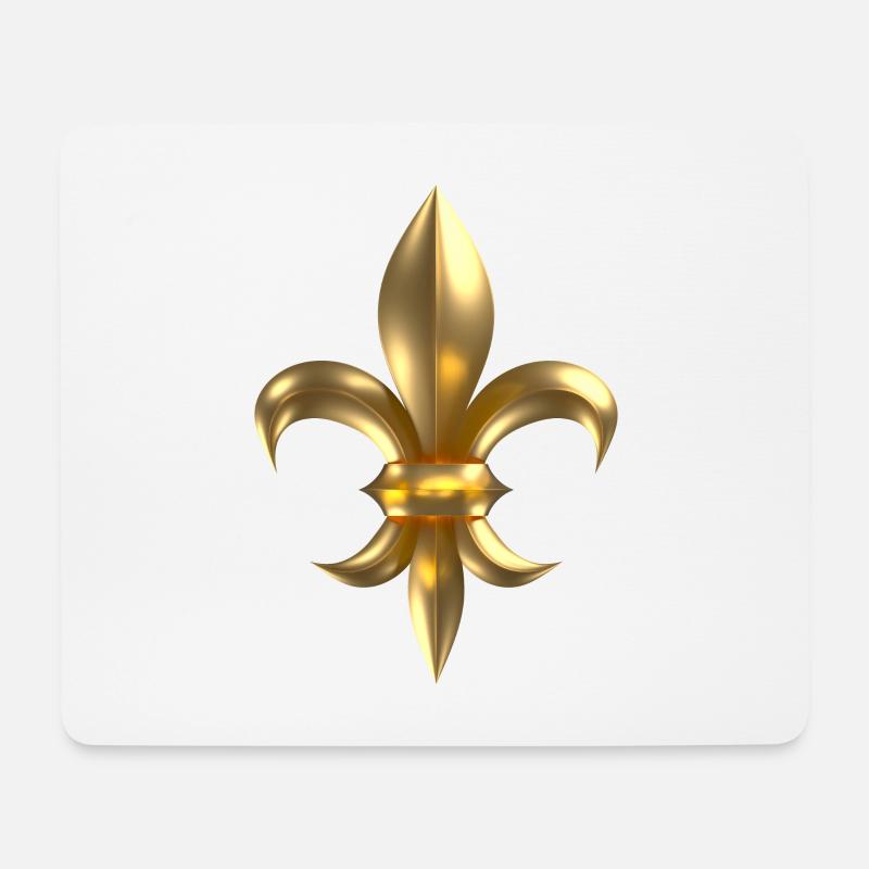 Fleur de Lys / Fleur de Lis 3D-Gold-Look - Mousepad (Querformat) - Weiß
