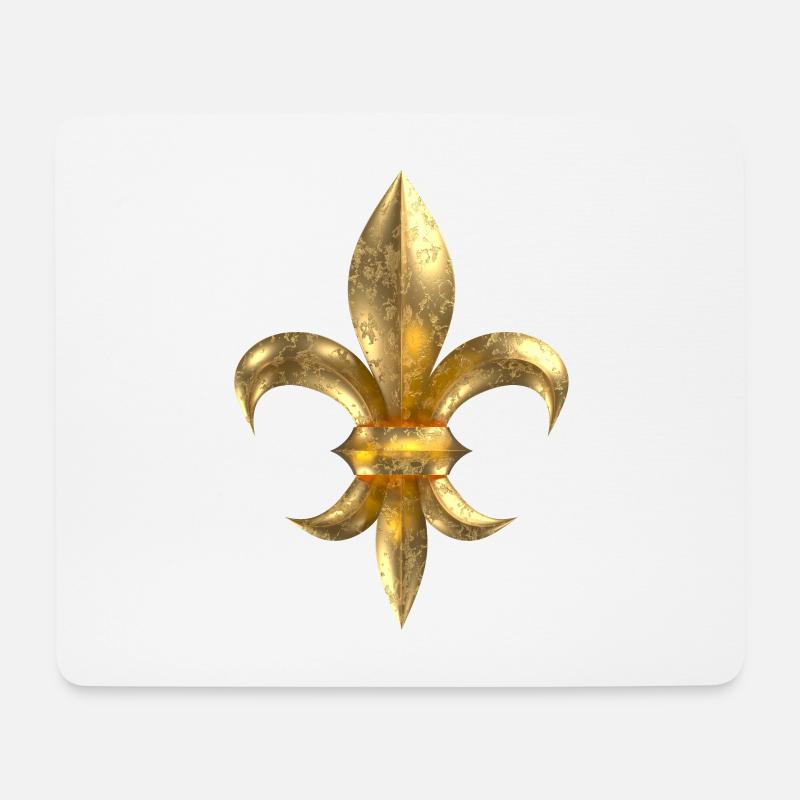 Fleur de Lys / Fleur de Lis Gold-Look korrodiert - Mousepad (Querformat) - Weiß