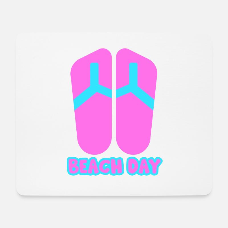 Beach Day Flip Flop in rosa/blau - Mousepad (Querformat) - Weiß