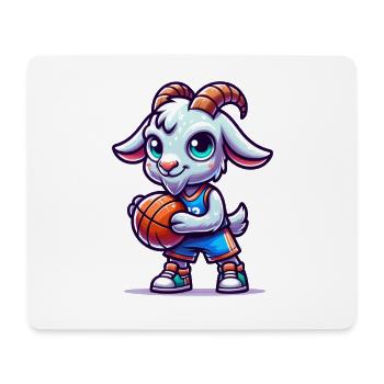Cute Goat Playing Basketball Design - Mouse Pad (horizontal) - white - Front
