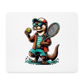 Cool Otter Joueur de Tennis Balle de Sport - Tapis de souris (format paysage) - blanc - Devant