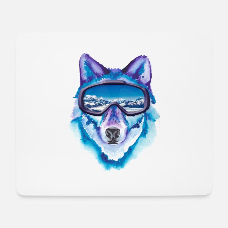 Ski Husky - Mousepad (Querformat) - Weiß