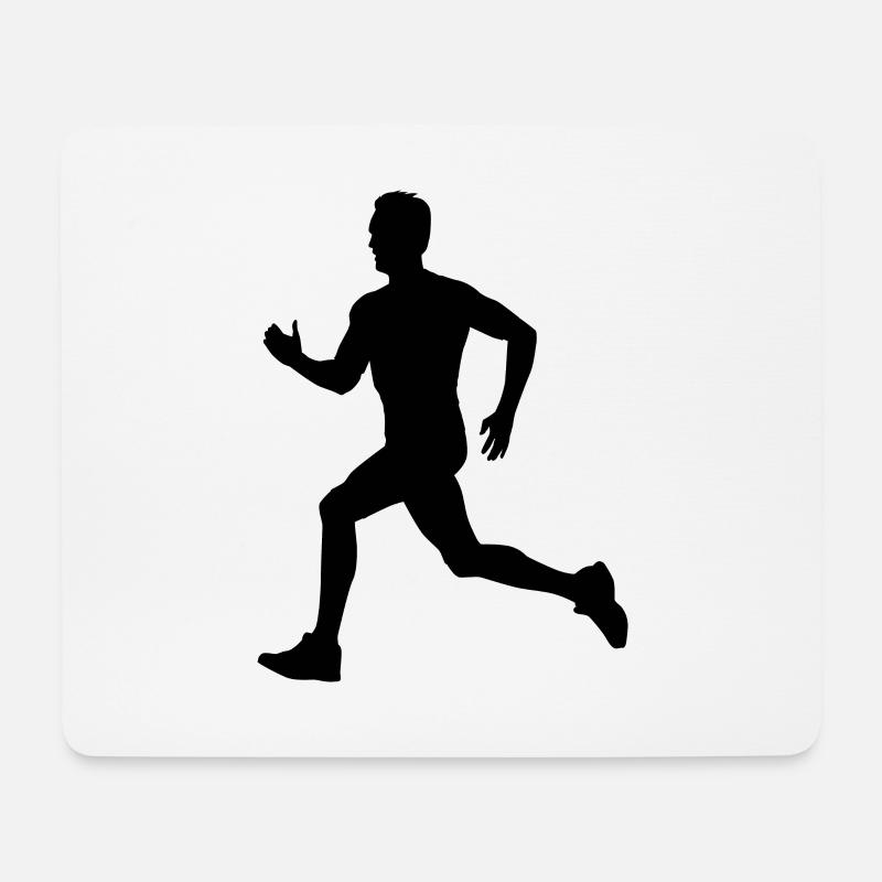 Läufer Jogging Silhouette - Mousepad (Querformat) - Weiß
