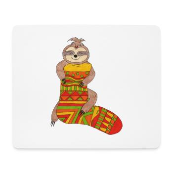Faultier auf bunter Socke - Mousepad (Querformat) - Weiß - Vorne