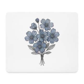 Blaues Blumenbouquet Aquarell - Mousepad (Querformat) - Weiß - Vorne