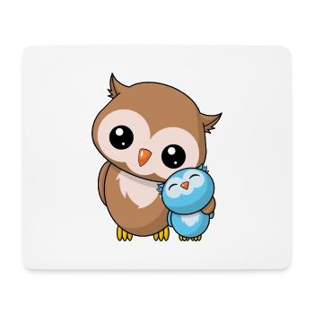 Eulen Geschwister - Niedliche Eule Geschenk Kawaii - Mousepad (Querformat) - Weiß - Vorne