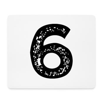 6 Zahl Trikot - Mousepad (Querformat) - Weiß - Vorne
