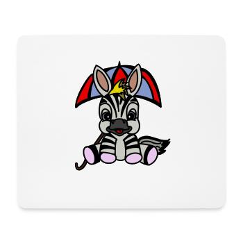 Zebra unter Regenschirm Cartoon - Mousepad (Querformat) - Weiß - Vorne
