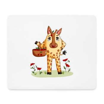 Lina la girafe et son panier de cerises - Tapis de souris (format paysage) - blanc - Devant