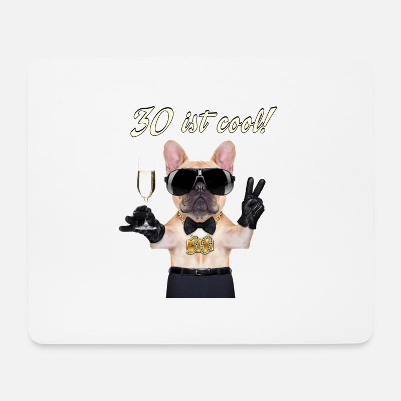 NEU Geburstags Mops 30 ist cool RAHMENLOS Geschenk - Mousepad (Querformat) - Weiß