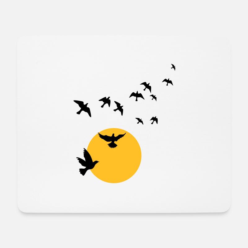 Vögel im Sonnenuntergang - Mousepad (Querformat) - Weiß