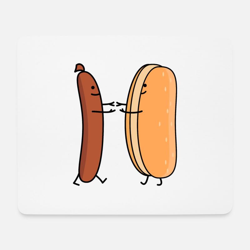 Würstchen und Brötchen - Mousepad (Querformat) - Weiß