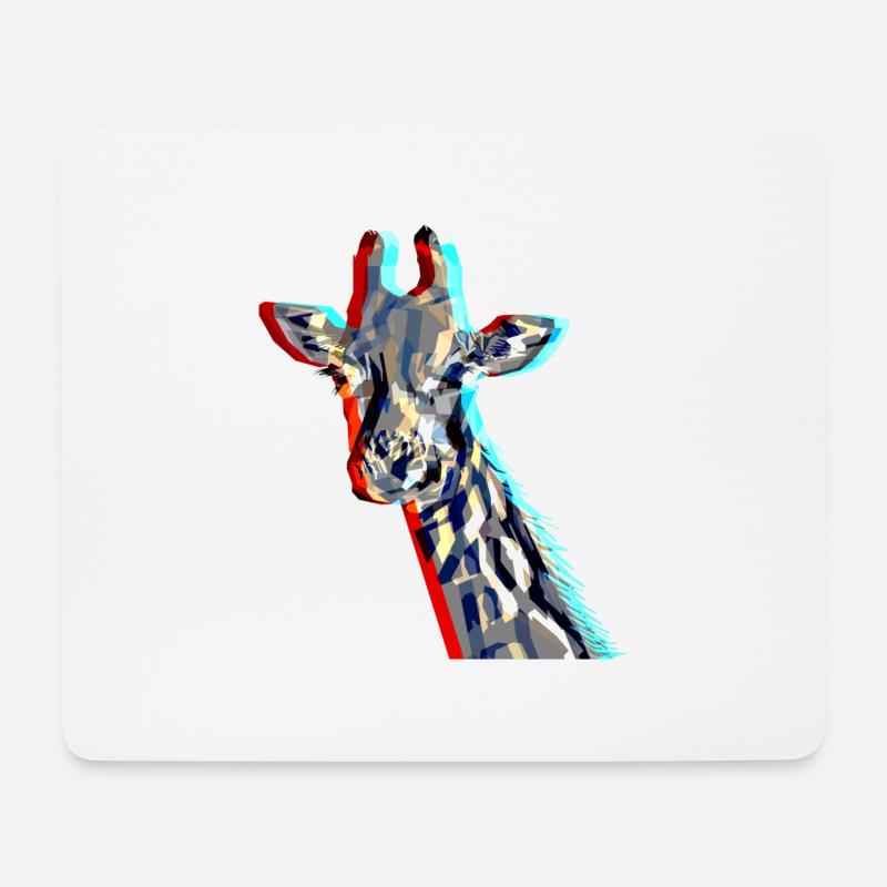 Giraffe with 3D-Effect - Mousepad (Querformat) - Weiß