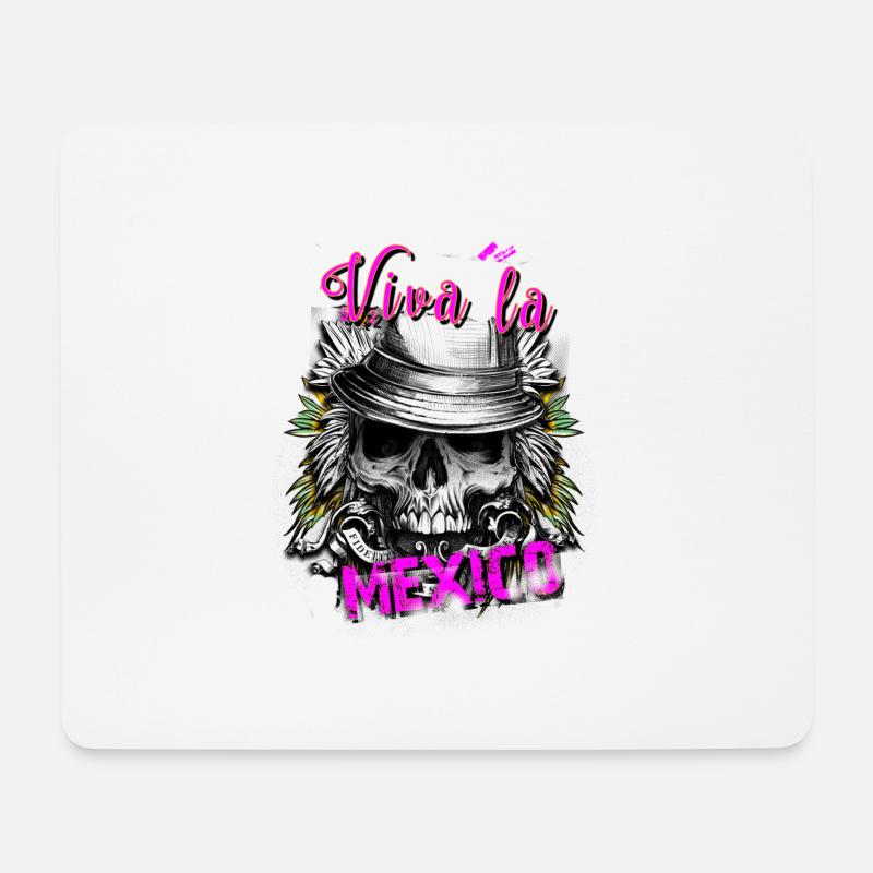 Viva la Mexico, Geschenkidee, Totenkopf - Mousepad (Querformat) - Weiß