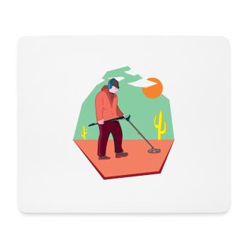 Sondler in der Wueste auf Schatzsuche mit Sonde - Mousepad (Querformat) - Weiß - Vorne