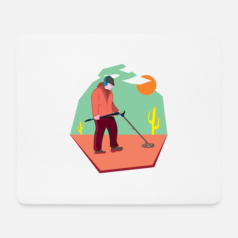 Sondler in der Wueste auf Schatzsuche mit Sonde - Mousepad (Querformat) - Weiß