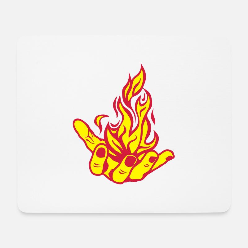 offene Hand offene Flamme, Feuer Fire1 Hand - Mousepad (Querformat) - Weiß