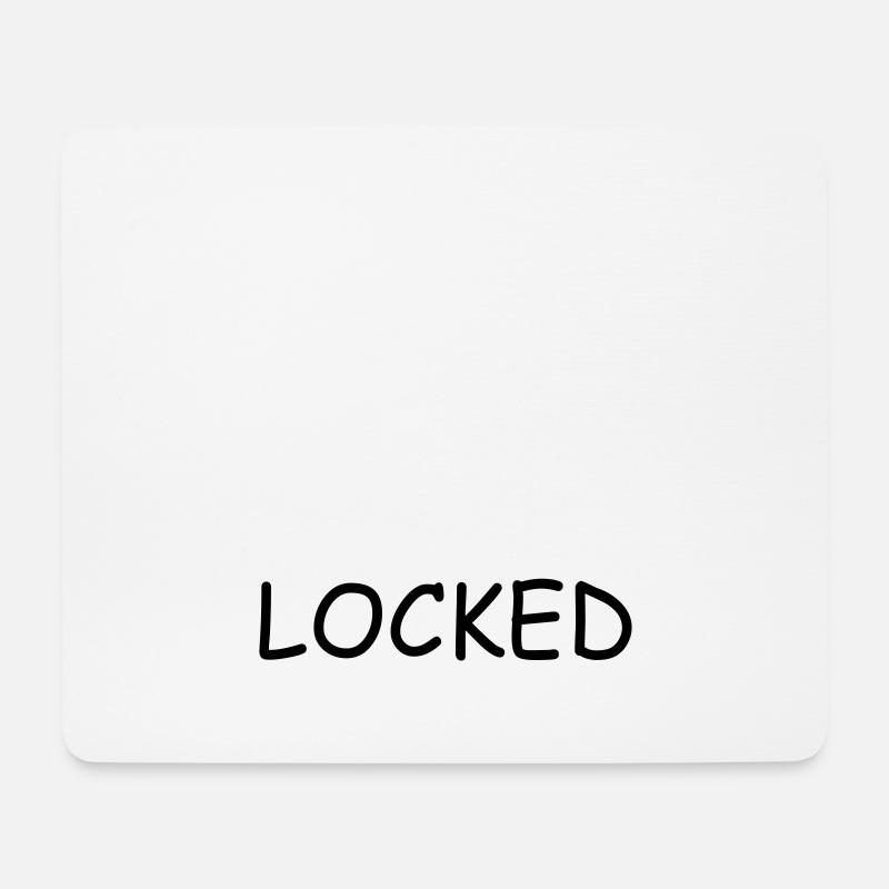 Lock closed with text: "Locked" - Mouse Pad (horizontal) - white