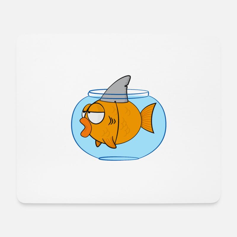 Witziger zeichentrick Fisch mit Haifischflosse - Mousepad (Querformat) - Weiß