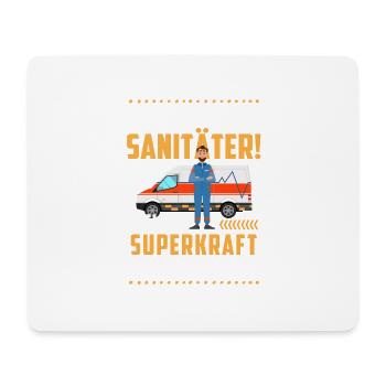 Rettungsdienst Notruf Sani Geschenk · Superkraft - Mousepad (Querformat) - Weiß - Vorne