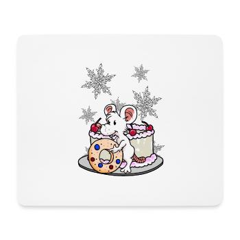 Xmas Christmas Mouse Snacking Christmas Gift - Mouse Pad (horizontal) - white - Front