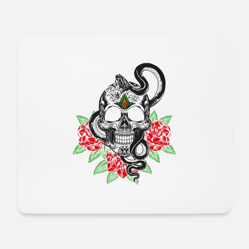 Snake Skull - Mousepad (Querformat) - Weiß