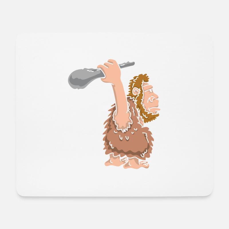 Steinzeit Mensch mit Keule - Mousepad (Querformat) - Weiß