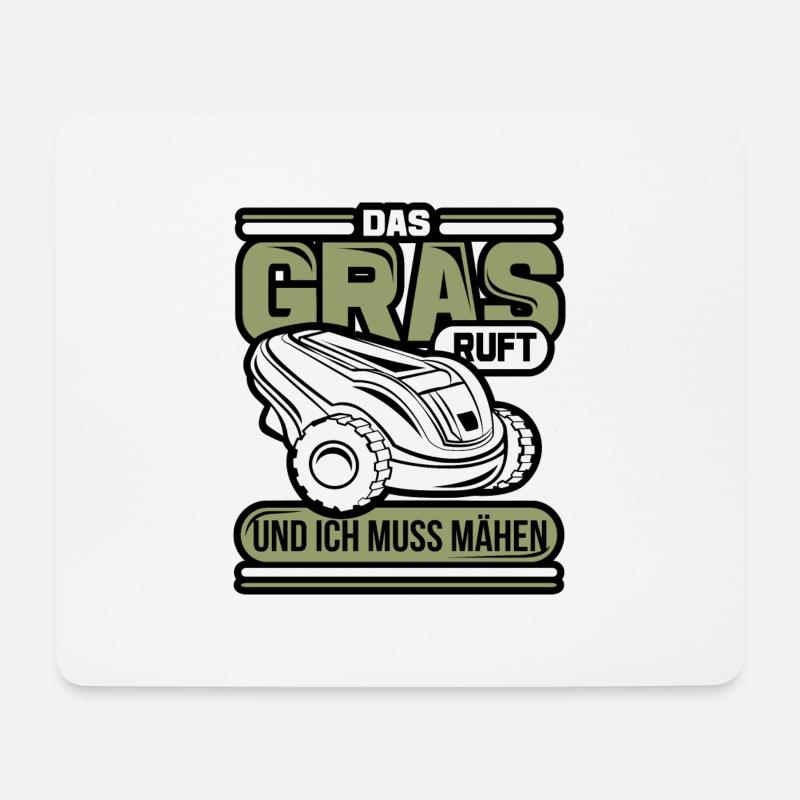 Mähroboter Rasenroboter Rasenmäher Rasentraktor - Mousepad (Querformat) - Weiß