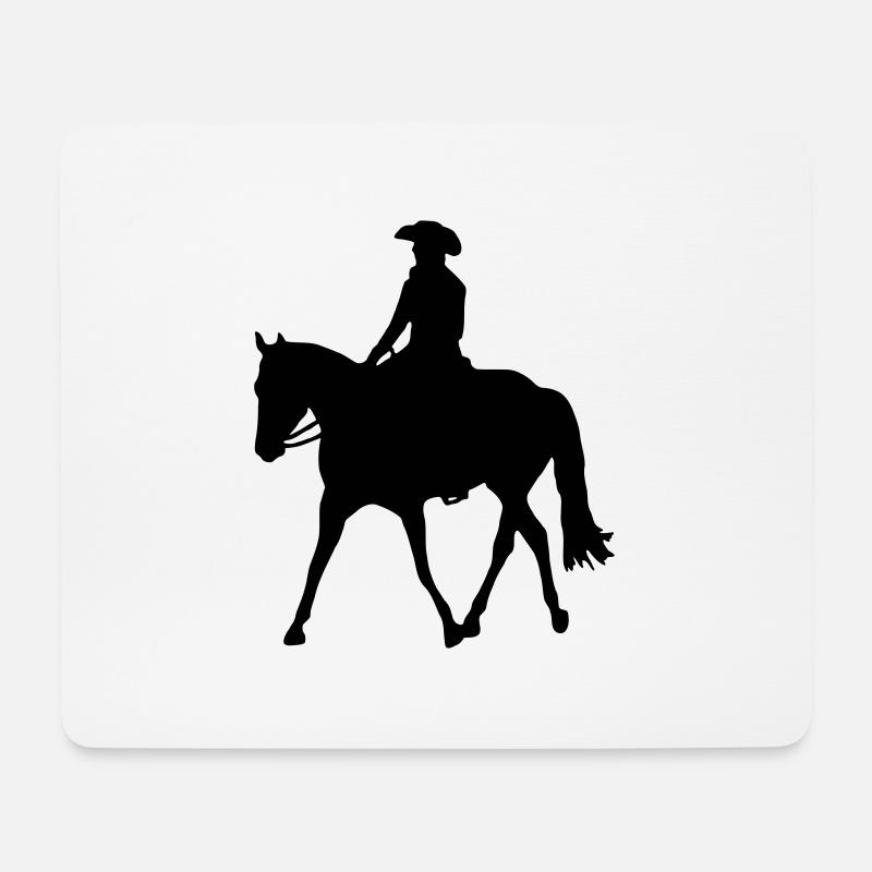 Westernreiter im Jog - Mousepad (Querformat) - Weiß