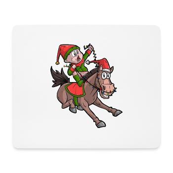 Pferd Weihnachten / Reiter Weihnachten - Mousepad (Querformat) - Weiß - Vorne