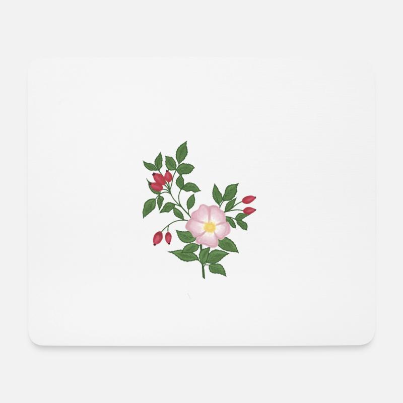 Wildrose und Hagebutten - Mousepad (Querformat) - Weiß