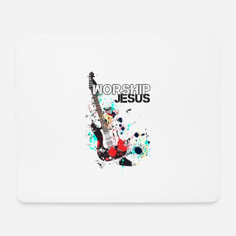 Jesus anbeten - Christliche Kleidung - Mousepad (Querformat) - Weiß