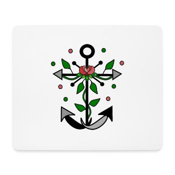 Blumiger Anker - Mousepad (Querformat) - Weiß - Vorne