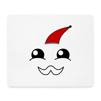 Cute face with a beard and christmas hat - Mousepad (Querformat) - Weiß - Vorne