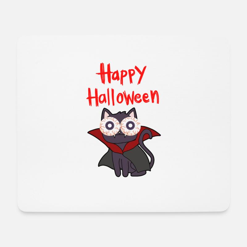 Halloween Katze - Mousepad (Querformat) - Weiß