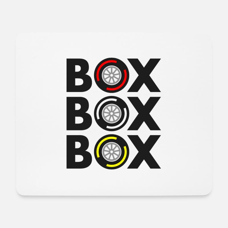"Box Box Box" Grand Prix Reifenmischung Design - Mousepad (Querformat) - Weiß